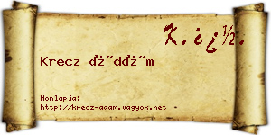 Krecz Ádám névjegykártya