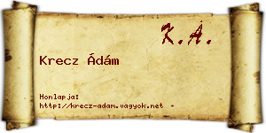 Krecz Ádám névjegykártya